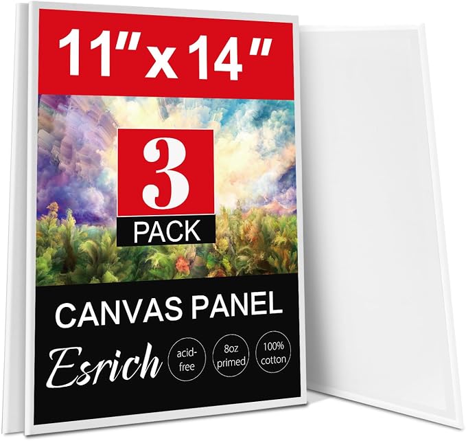 ESRICH Canvas Boards for Painting, 3 Pack Canvases for Painting 11x14 Cotton by ESRICH