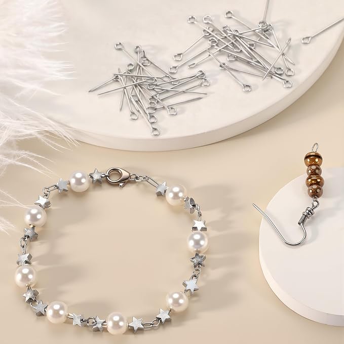 Junkin 1400 Pcs Eye Pins Mix Jewelry Findings 0.63 * 0.79 * 1.18 in Open Eye - Image 5