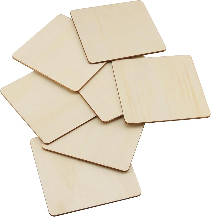 HOIGON 30 PCS Square Unfinished Wood Pieces, 6 x 6 Inch Blank Basswood Wooden - Image 3
