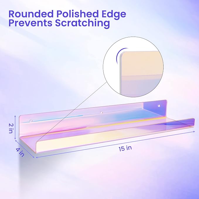 upsimples 4 Pcs 15" Iridescent Acrylic Shelves - Image 3