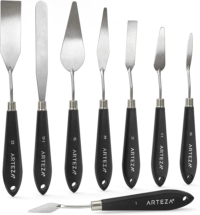 Arteza Palette Knives 8-Pack, Sizes No. 1, Durable Stainless Steel Blade & - Image 2