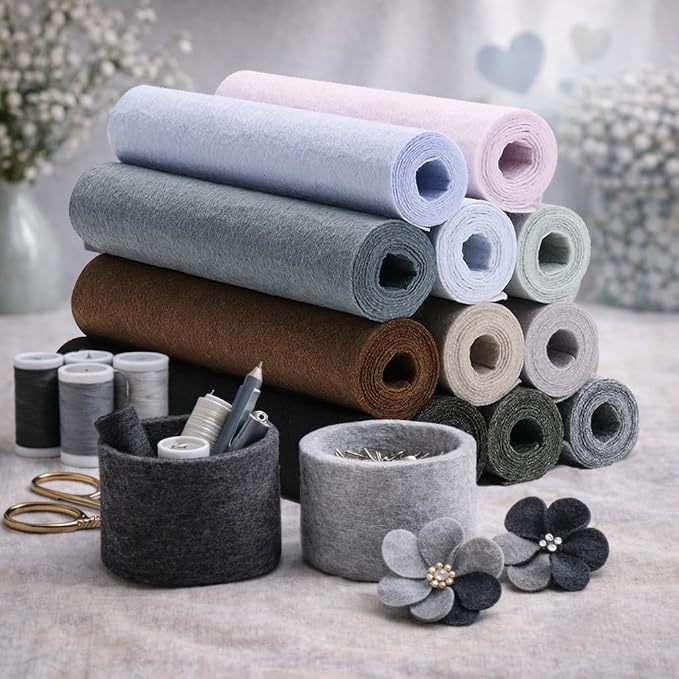 Large Stiff Felt Sheets 8"x35" – 12 Assorted Colors Felt Fabric Bundle Pack - Image 5