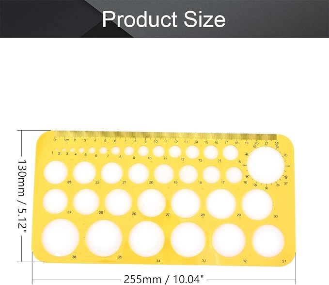 Utoolmart Circle Guide Template 22cm Geometric Drawing Template Measuring Ruler - Image 2