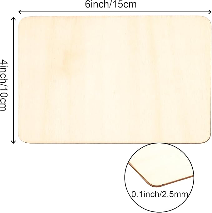 HOIGON 150 PCS Rectangle Unfinished Wood Pieces, 4 x 6 Inch Blank Basswood - Image 2