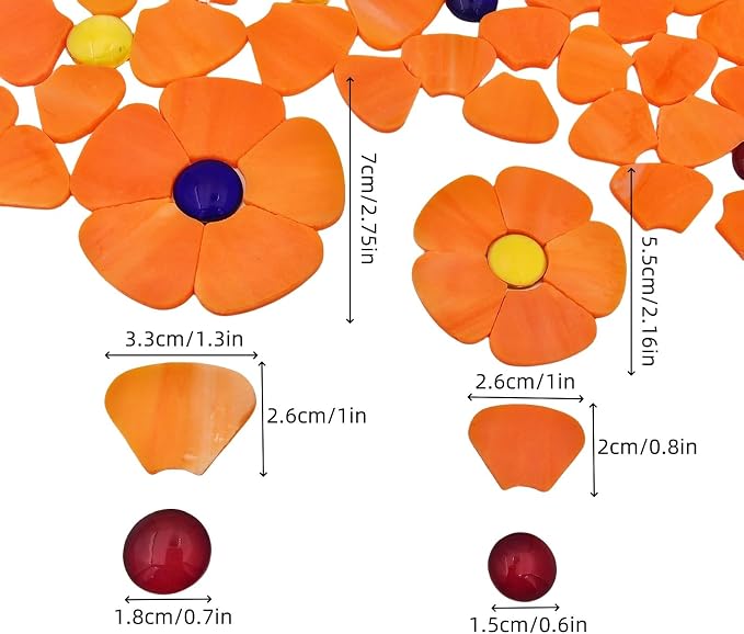 Esweny 12 Flower Stained Glass Mosaic Tiles - Image 5