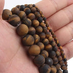 48pcs Natural Matte Tiger Eye Gemstone Beads，8mm Frosted Round Loose Stone Beads - Image 7