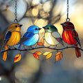 Colorful Songbirds Acrylic Suncatcher by Unknown