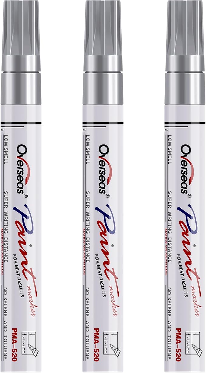 Overseas Silver Paint Pens Permanent Markers, 3 Oil Based Paint Makrers | by Overseas