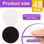 ESRICH 48Pack 3x3IN Round Mini Canvas Magnets, Small Magnetic Paint Canvas | - Image 3