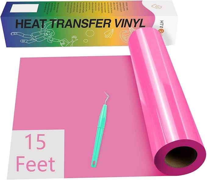 HTVRONT Heat Transfer Vinyl Pink HTV Roll- 12" x 15ft HTV Vinyl by HTVRONT
