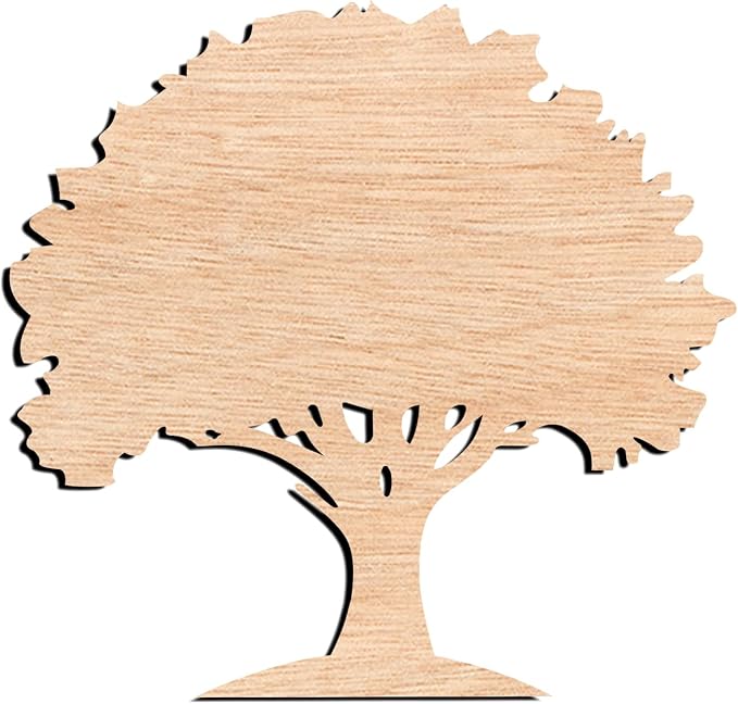 Unfinished Oak Tree Wood Cutout – Rustic Laser Cut Wooden Shape by Unknown