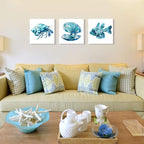 JAPO ART -Ocean Art Prints Tropical Wall Art Wall Blue Fish Blue Shells Hermit - Image 4