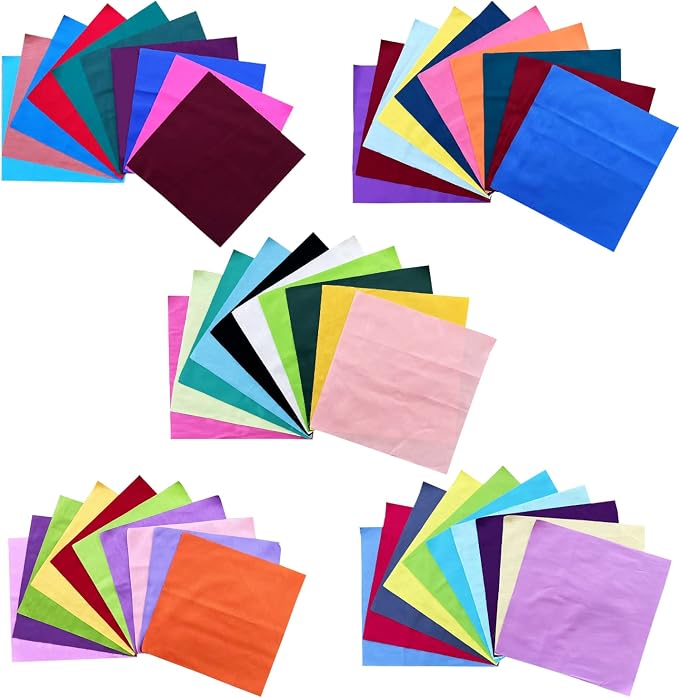 HANPATQUI 50PCS 8 x 8 inch Solid 100% Cotton Fat Quarters Fabric - Image 3