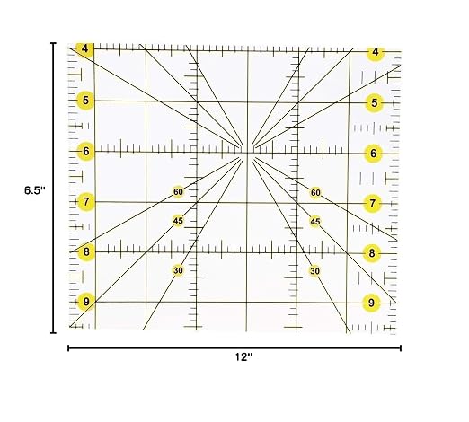 Acrylic Quilting Ruler 6.5" x 12" Fabric Cutting Ruler - Image 9