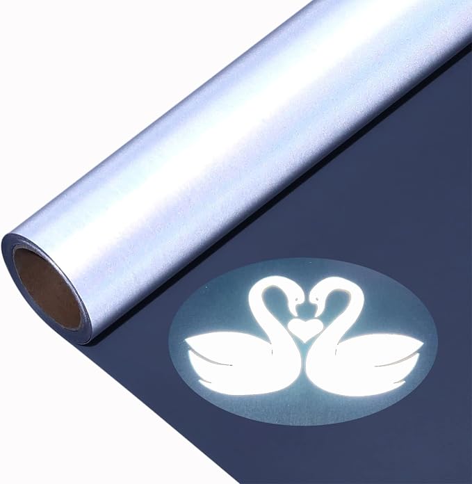 Reflective Vinyl Heat Transfer Vinyl Rolls Silver 12in x 6ft Reflective Iron on by LUKGELYAMOFFICIAL