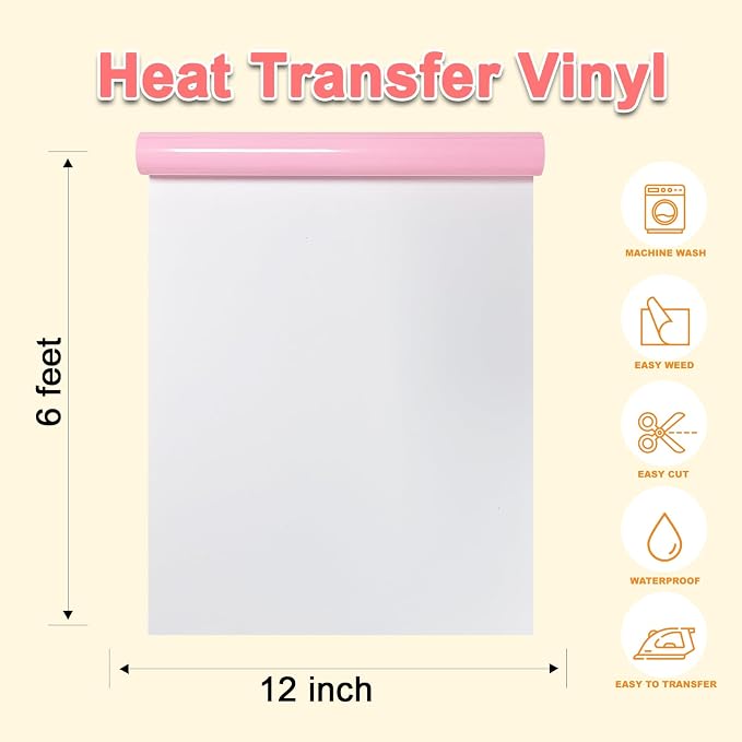 DUEUIOE Light Pink Puff Vinyl Heat Transfer 12Inch x 6Ft, Puff Htv - Image 3