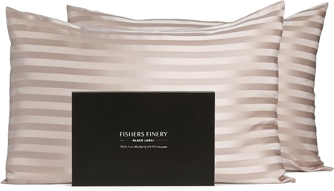 Fishers Finery 30mm 100% Pure Mulberry Silk Pillowcase 2 Pack, Quality Tested by FishersFinery