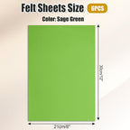 Biaungdo 6 Pcs 8 x 12 Inch Felt Fabric Sheets, Sage Green Square Felt Sheet | - Image 2