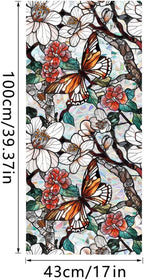 Retro Flower Window Privacy Film, Stained Glass Decals Floral Butterfly Privacy - Image 6