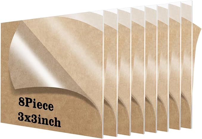 Lesnlok 8 Pieces 3 x 3 Acrylic Sheet1/8 Thick 3mm Plexiglass Sheet, by Lesnlok