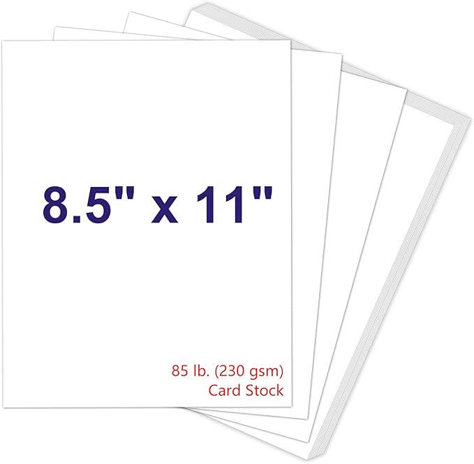 White Cardstock 8.5 x 11, 230gsm Cover Cardstock Paper, 85 Lb Heavy Card Stock by Joyberg