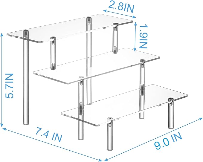 HENABLE 2PCS Acrylic Display Risers, 3 Tier Clear Cupcake Stand Risers - Image 6