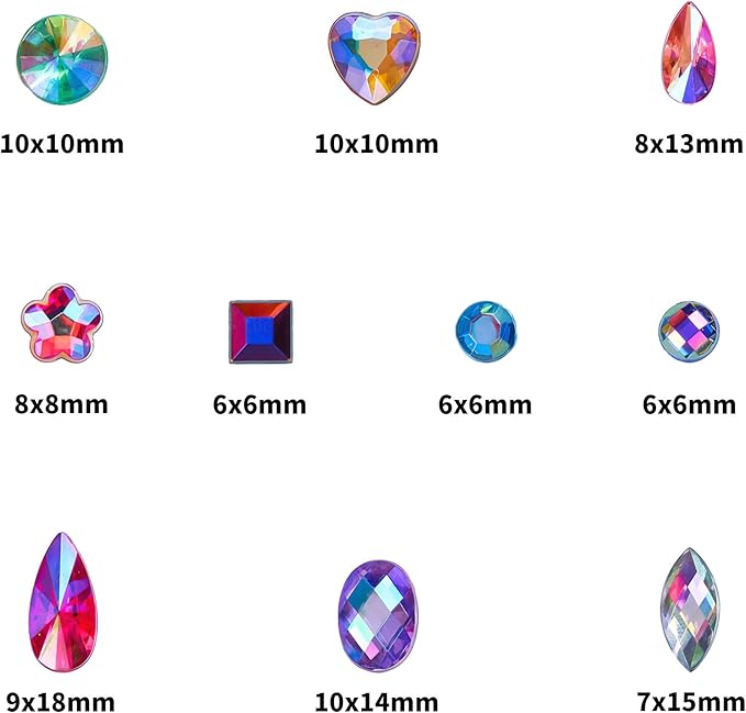 600 Pcs Crystal AB Colorful Jewels Gems - Image 2