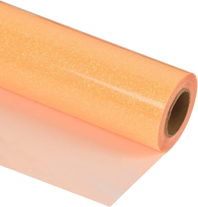 guangyintong Glow Glitter Orange Yellow Heat Transfer Vinyl HTV Rolls, Glitter by guangyintong