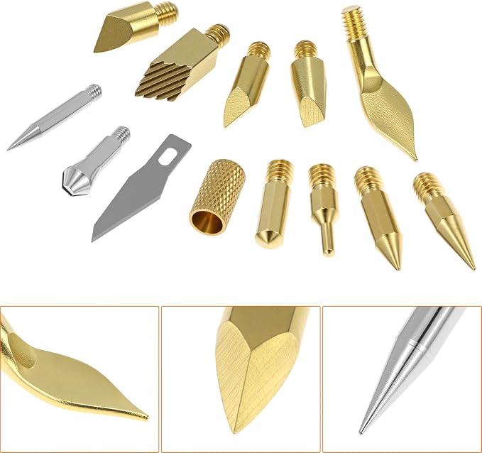 QWORK Pyrography Wood Burning Tips – 23Pcs Multifunctional Copper Crafting Set - Image 6