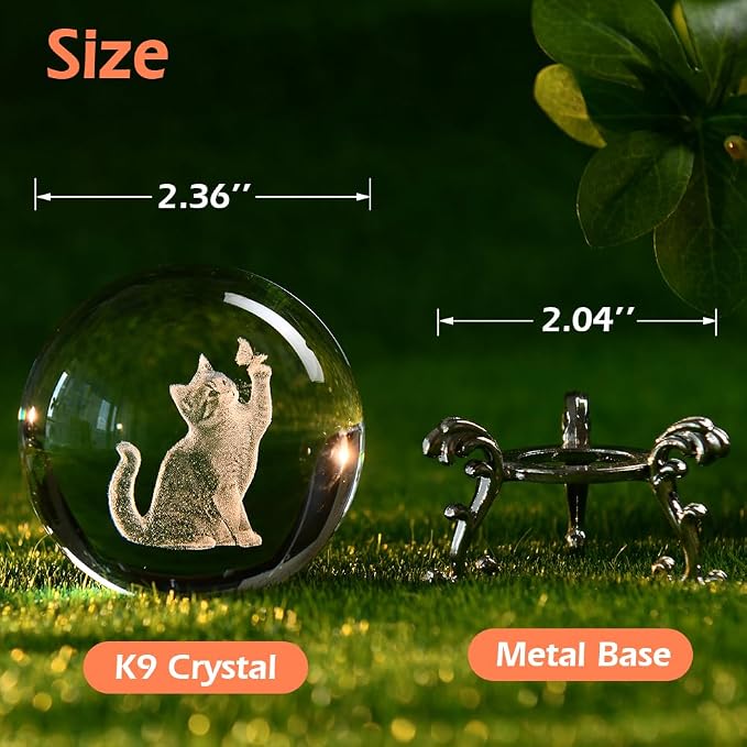 Cat Gifts for Women 3D Crystal Ball 60mm Cat Lover Themed Gift - Image 2