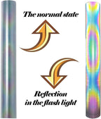 FUNKAKA Heat Transfer Vinyl Reflective Rainbow HTV Roll, Reflective HTV Vinyl - Image 3