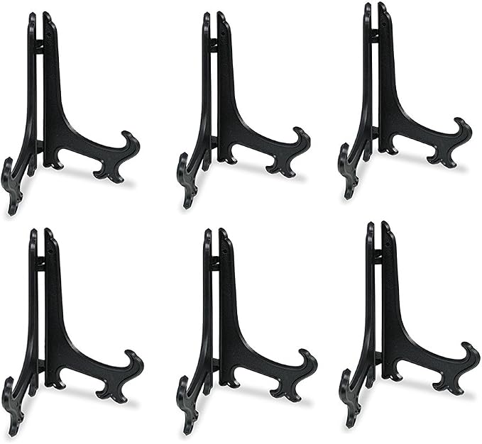 Artliving 8 Inch Black 6pcs/Set Plastic Easels Plate Display Stands Picture by Artliving