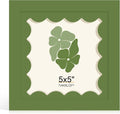 5x5 Picture Frame with Wavy Mat, Wooden Real Glass 5 x 5 Photo Frame by THKRLOF