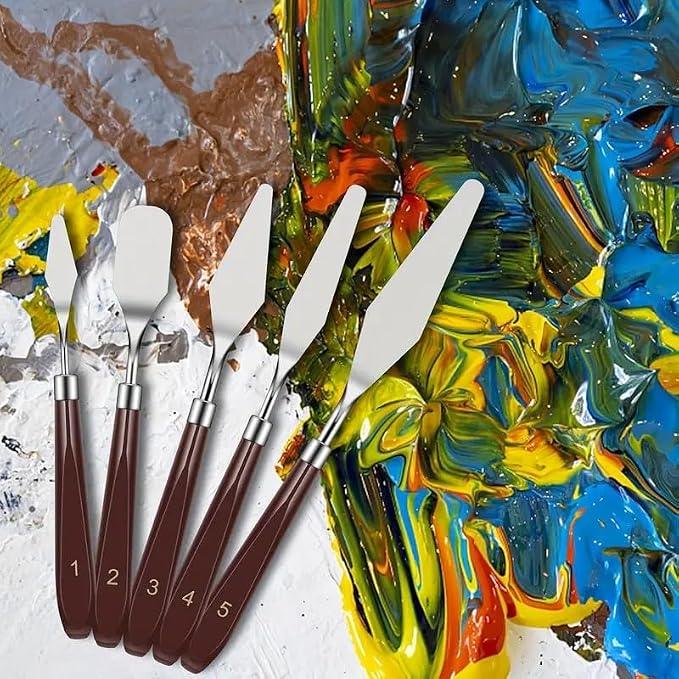 PUFUAII 5 PCS Painting Knives Stainless Steel Spatula Palette Knife Oil - Image 4