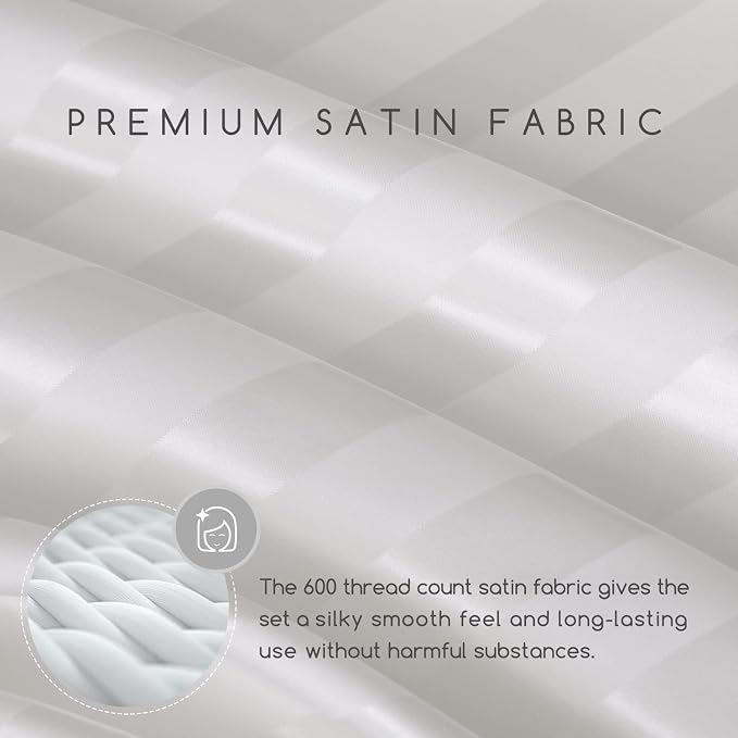 MR&HM Satin Bed Sheets, Queen Size Sheets Set - Image 3