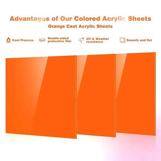 Adrattnay Orange Acrylic Sheets, 1/8 Thick - Image 3