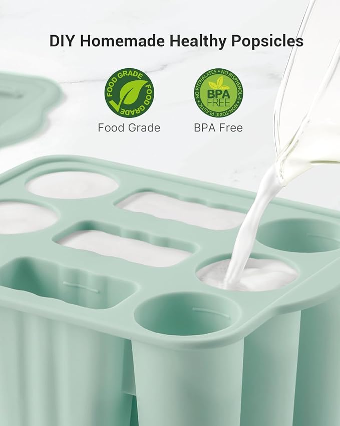 9-Cavity Popsicle Molds for Kids, Homemade BPA-Free Silicone Popsicle Maker - Image 4