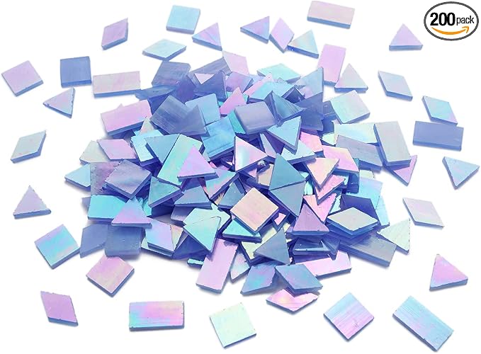 Iridescent Mosaic Tiles 200 Pieces Stained Glass Tile Pieces by LanyaniArtGlassMosaics