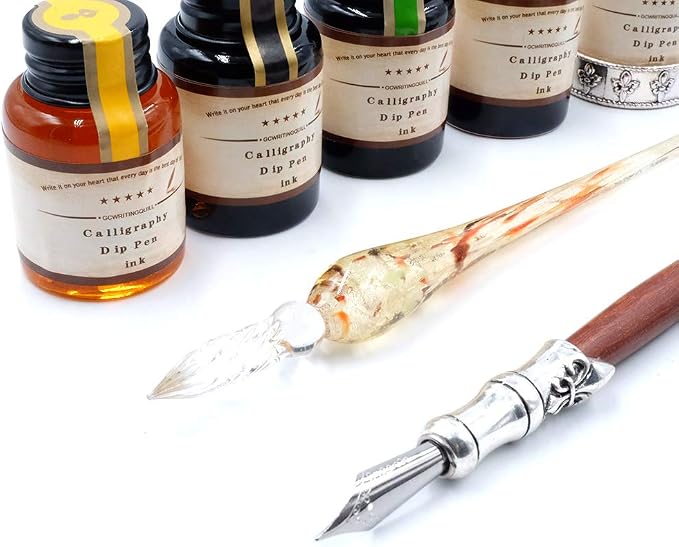 MU-02 Calligraphy Pen Set, Glass Dip Pen and Handcrafted Wooden Dip Pen Gift Set - Image 8