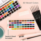 Grabie 50 Colors Watercolor Paint Set, Detail Paint Brush Included, Watercolor - Image 3
