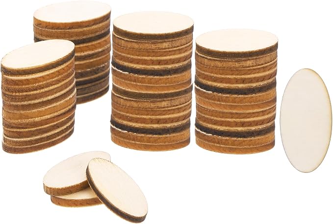 PATIKIL 60PCS Oval Wood Pieces 0.8 Inch Unfinished Oval Shape Wooden Blank by PATIKIL