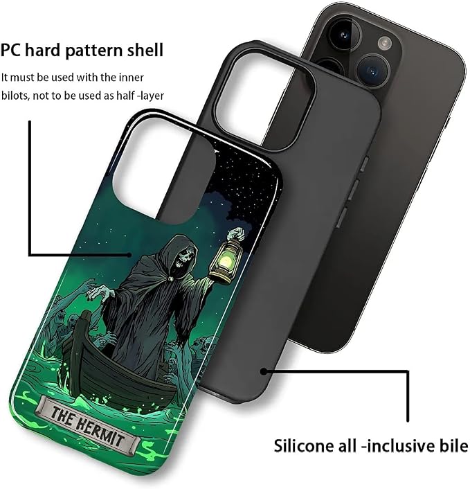 ZHEGAILIAN Case for iPhone 15 Pro Max, The Hermit Night Skull Durable - Image 2