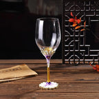 Simcat Handmade Painted Enamel Flower Glass Wine Glasses Transparent Refined - Image 2