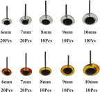 140Pcs Needle Felting Eyes 6-10mm mini Glass Amber - Image 2