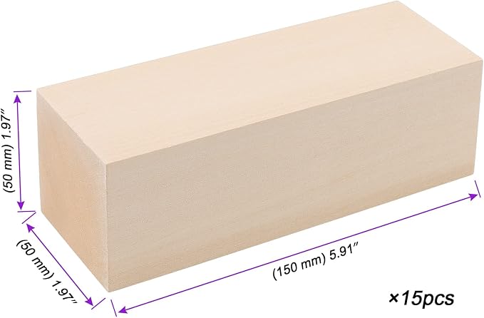 JOIKIT 15 Pack 6 x 2 x 2 Inches Basswood Carving Blocks, Kiln Dried Whittling - Image 2