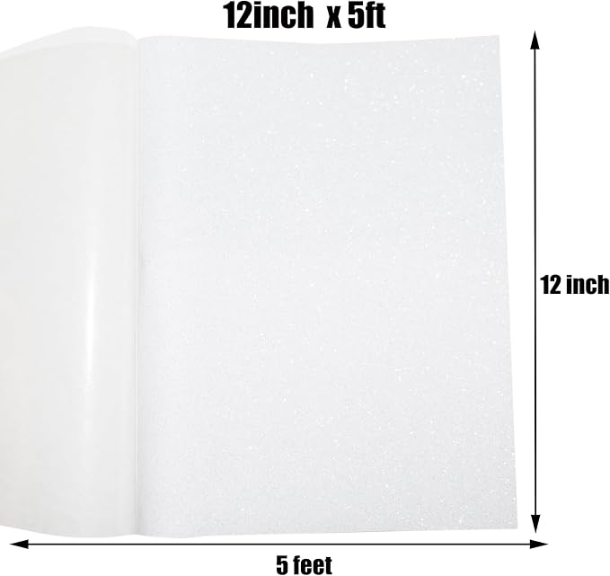 Glitter Heat Transfer Vinyl 12" x 5ft White Glitter Iron on Vinyl - Image 5