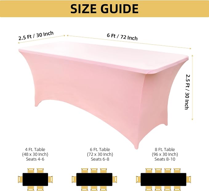 6-Pack 6ft Spandex Table Covers - Image 4
