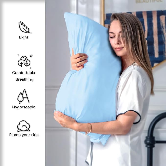 Silk Pillow Cases 2 Pack, Soft Breathable and Sliky Queen Size Pillow Cases Set - Image 3