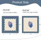 6x6 Picture Frame with Wavy Mat, Wooden Real Glass 6 x 6 Photo Frame - Image 2