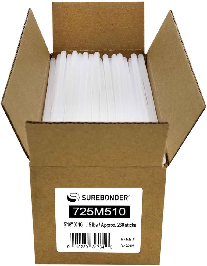 Surebonder 725M510 Mini Size 10" Clear Hot Glue Sticks - 5 lb Box by Surebonder